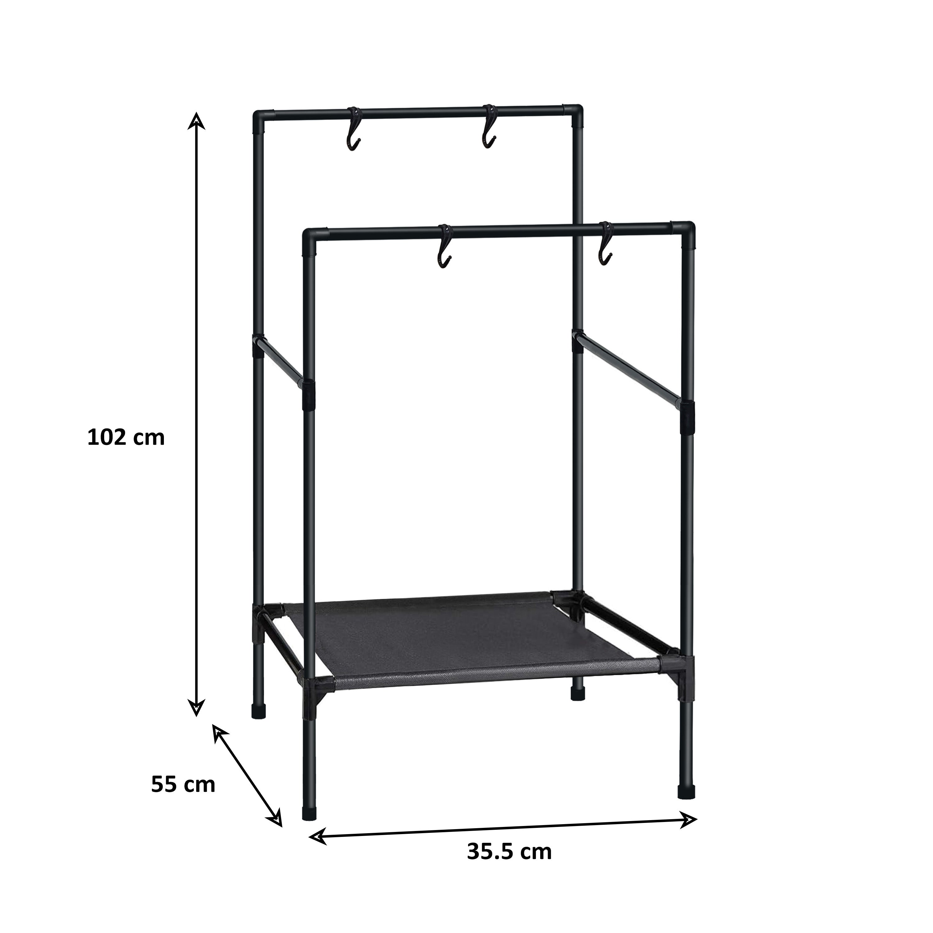 ALOXE Metal Double Rod Cloth Garment Hanging Rack