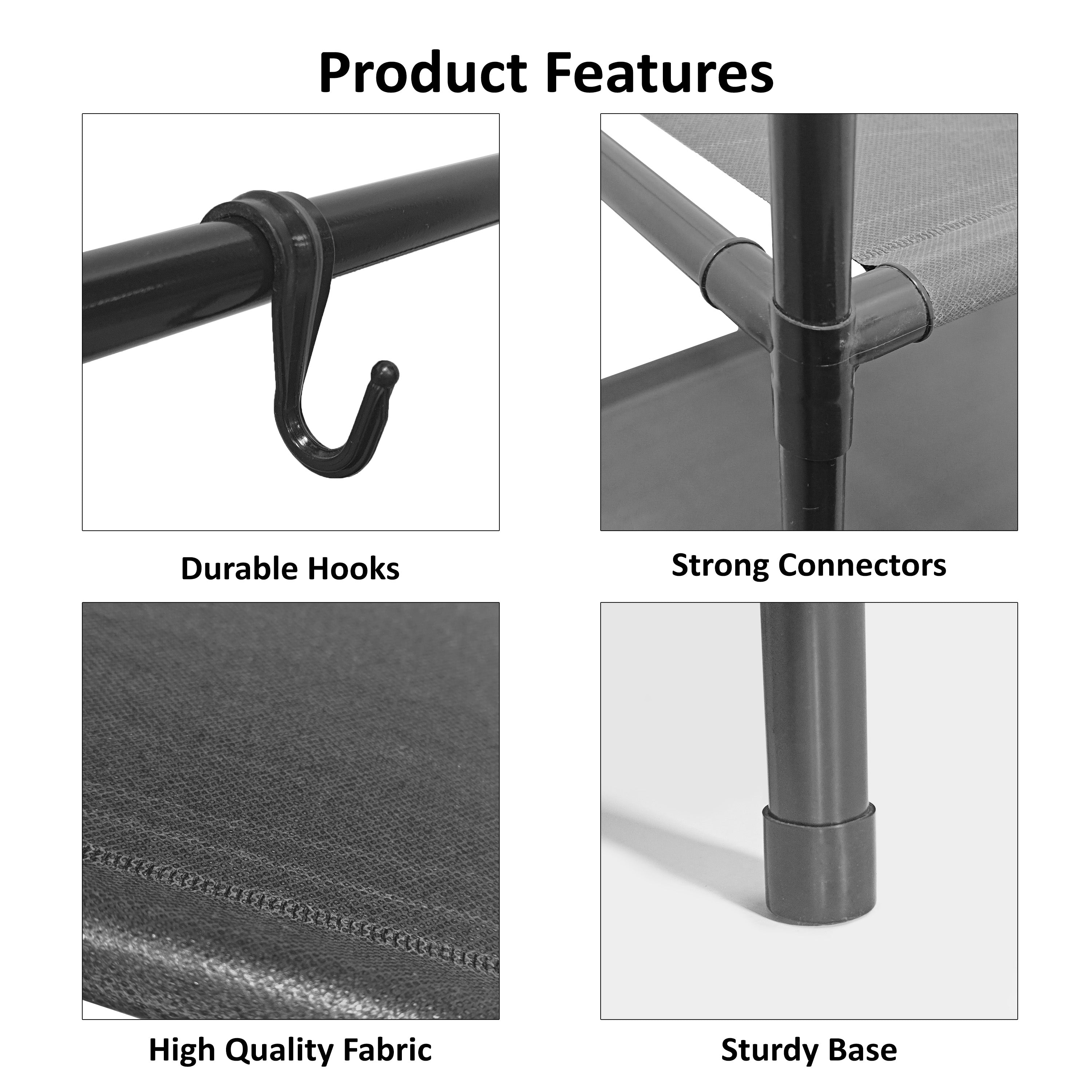 ALOXE Metal Double Rod Cloth Garment Hanging Rack