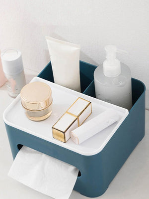 ALOXE Tissue Box & Multipurpose Cosmetic Organizer: Stylish Storage Box with Dispenser for Home Decor