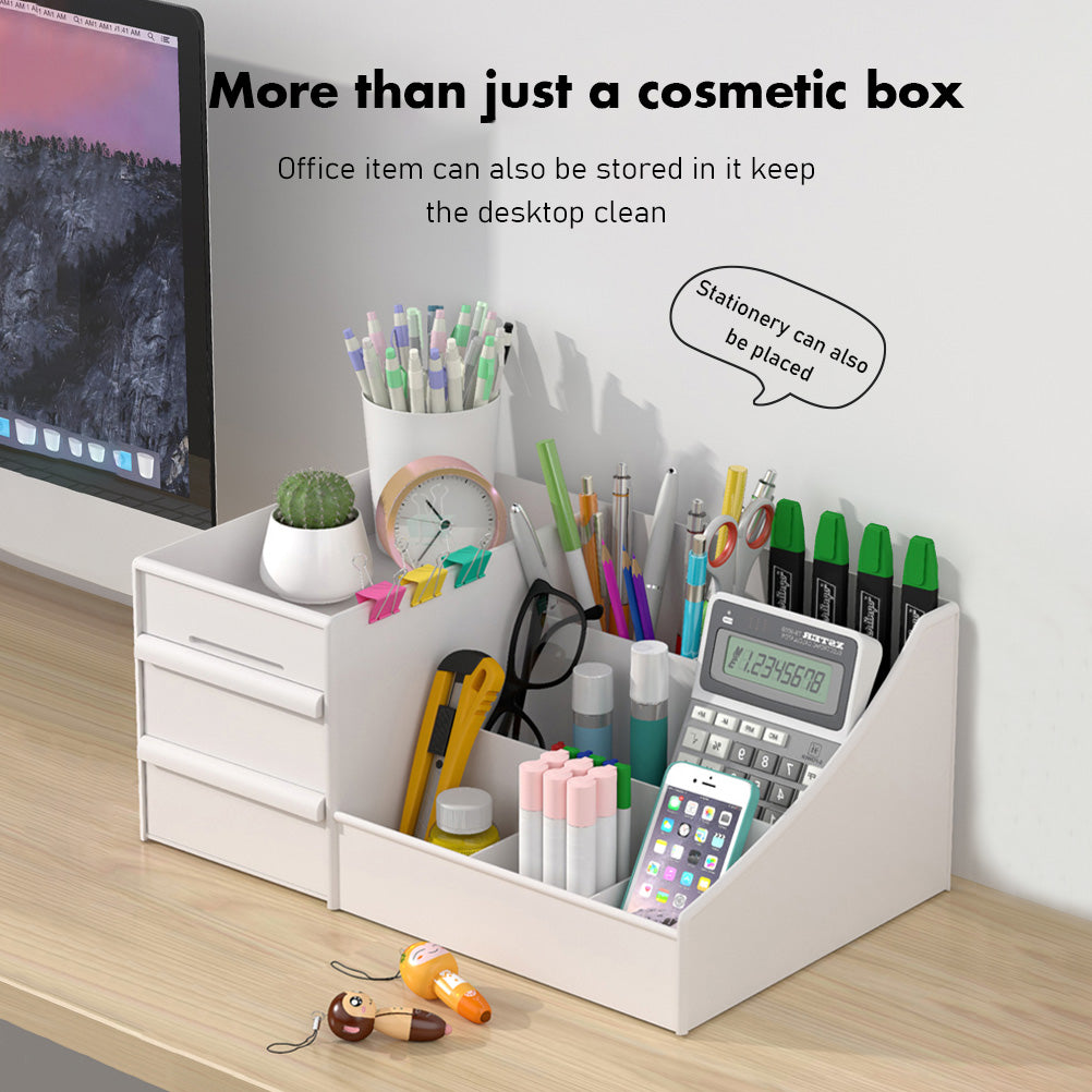 ALOXE Cosmetic and Makeup Organizer Box: Plastic Storage Stationery Box for Efficient Organization