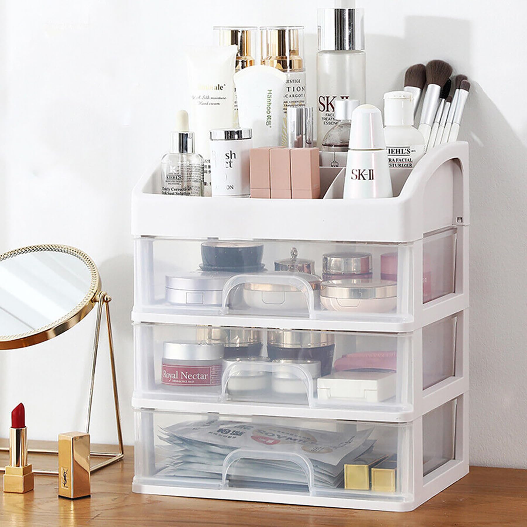 ALOXE Makeup Organiser Cosmetic Organisers Storage Box Drawers Plastic Cosmetic Organizer| Make Up Organiser For Women