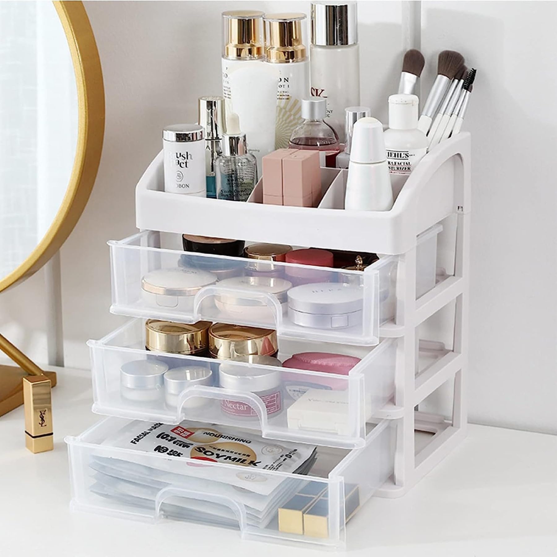 ALOXE Makeup Organiser Cosmetic Organisers Storage Box Drawers Plastic Cosmetic Organizer| Make Up Organiser For Women