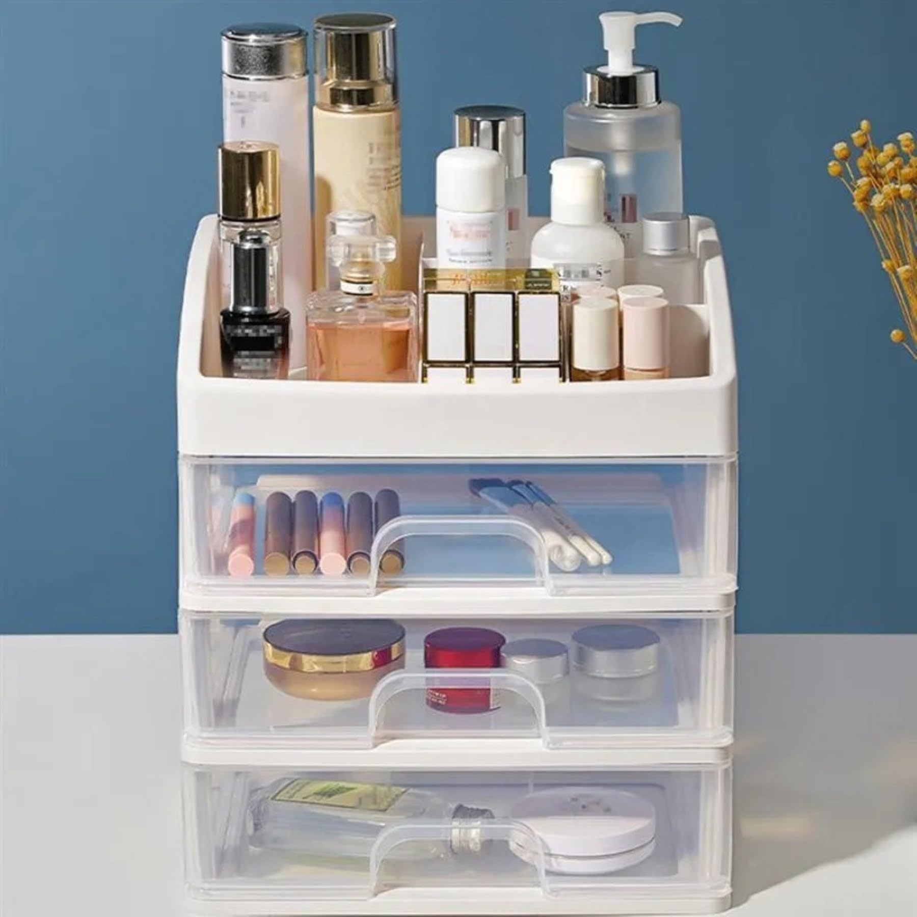 ALOXE Makeup Organiser Cosmetic Organisers Storage Box Drawers Plastic Cosmetic Organizer| Make Up Organiser For Women