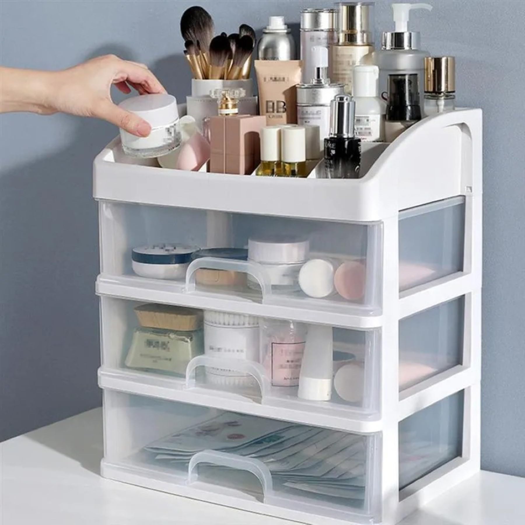 ALOXE Makeup Organiser Cosmetic Organisers Storage Box Drawers Plastic Cosmetic Organizer| Make Up Organiser For Women