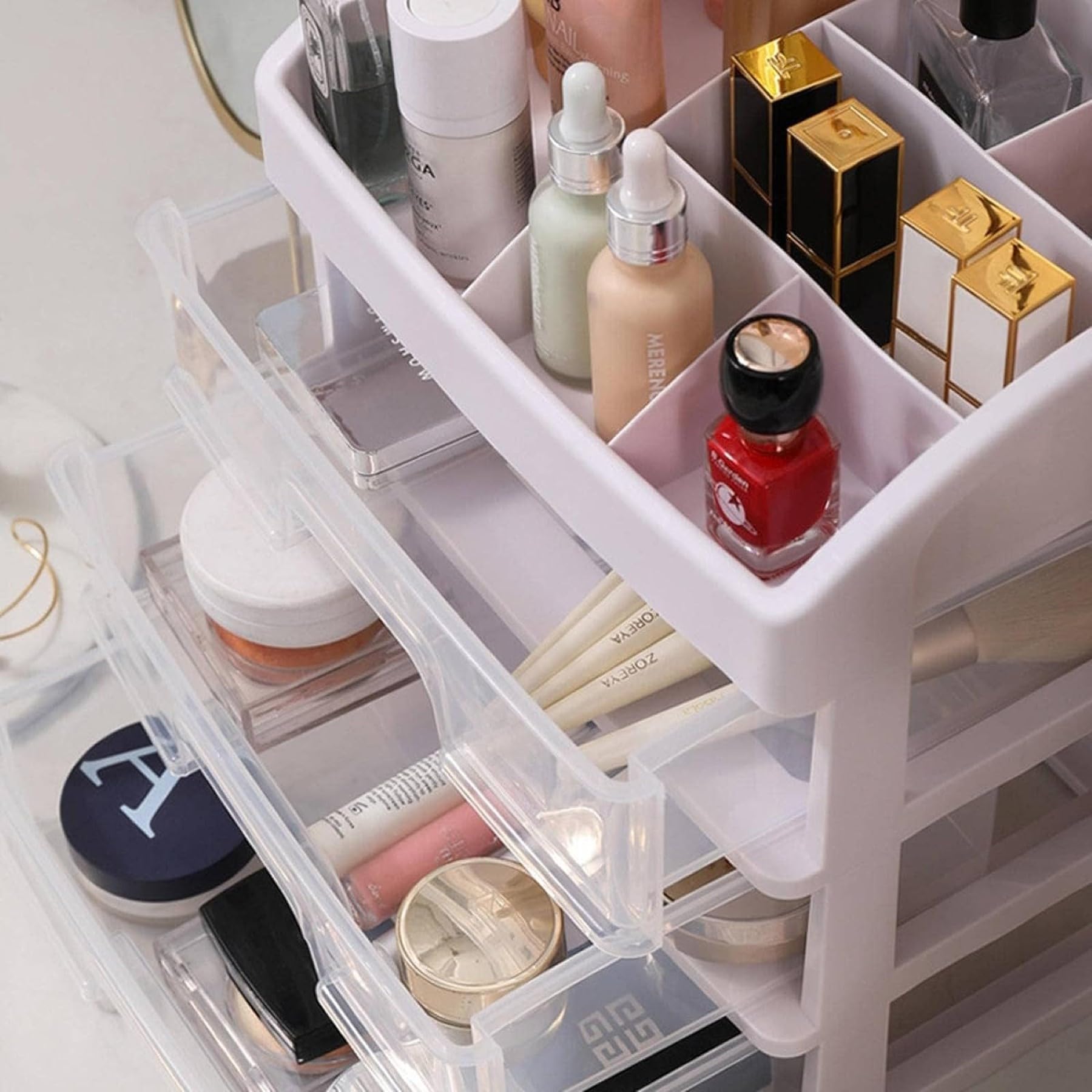 ALOXE Makeup Organiser Cosmetic Organisers Storage Box Drawers Plastic Cosmetic Organizer| Make Up Organiser For Women