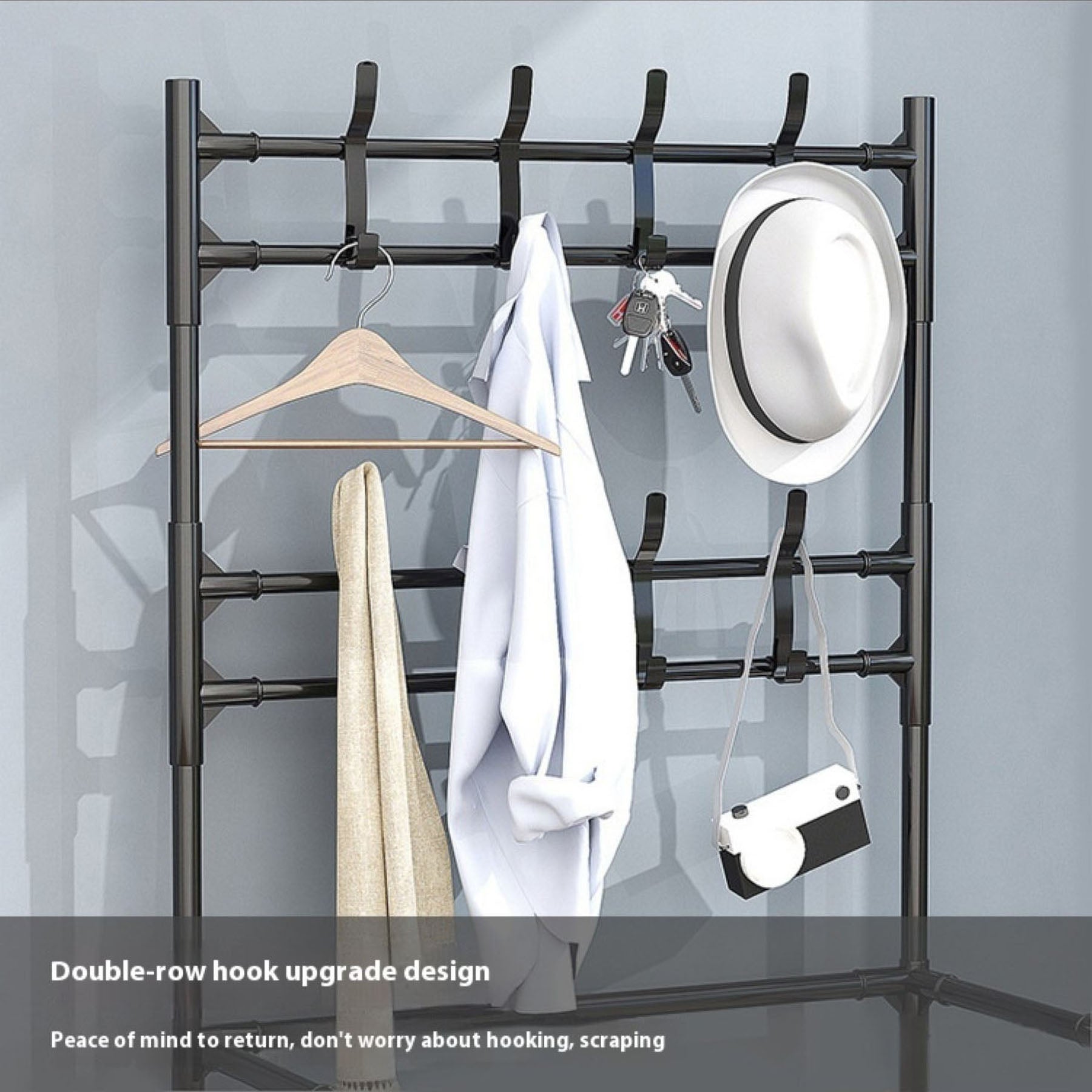 ALOXE Metal Shoe Rack with Hooks