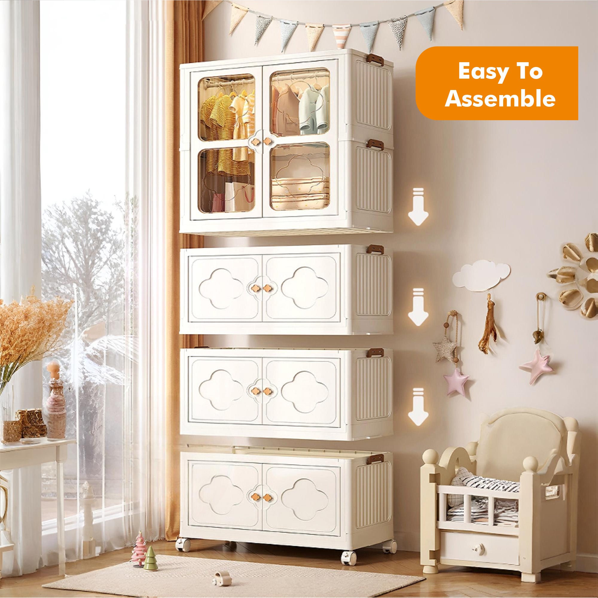 ALOXE Stackable Storage Box and Organizer with Transparent Doors