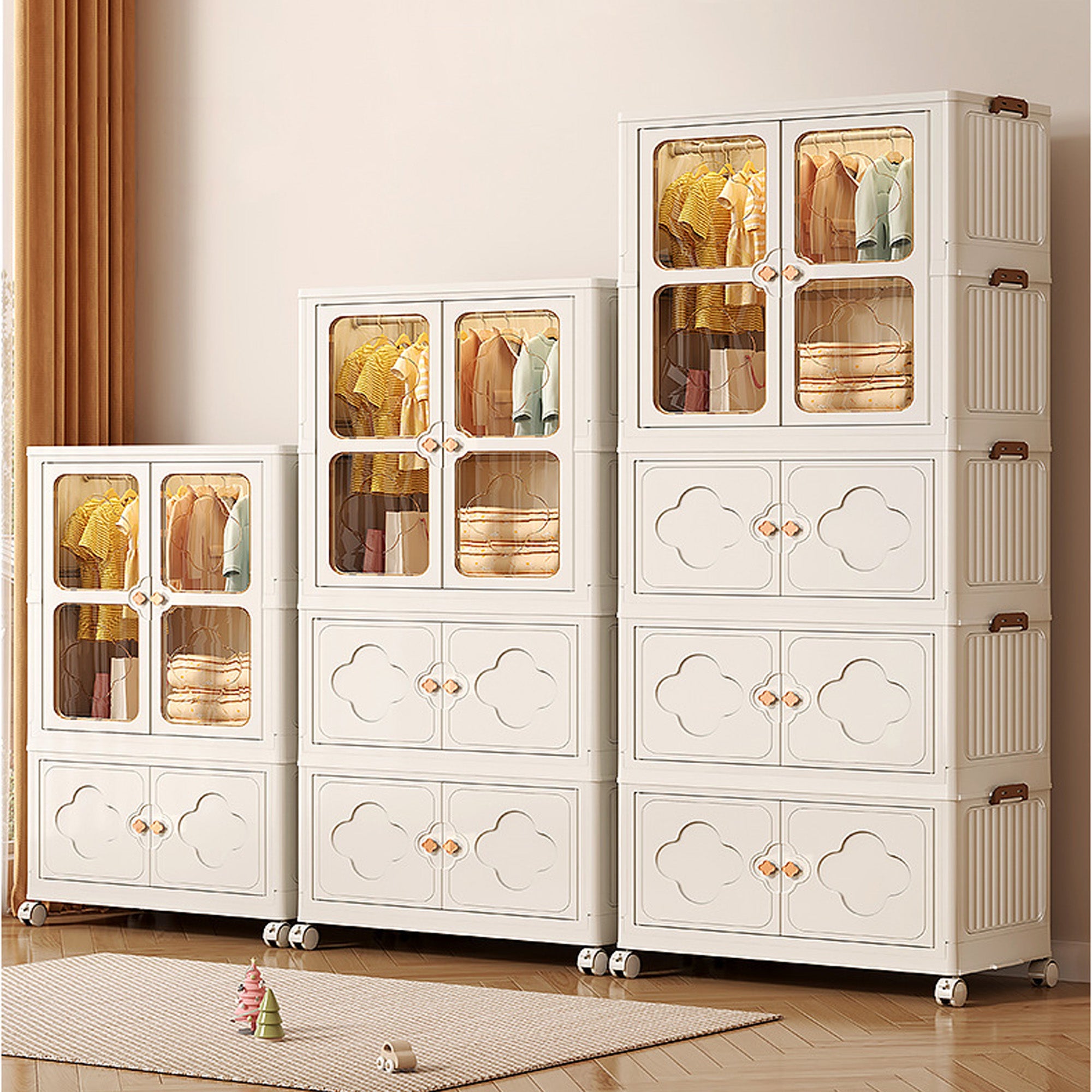 ALOXE Stackable Storage Box and Organizer with Transparent Doors