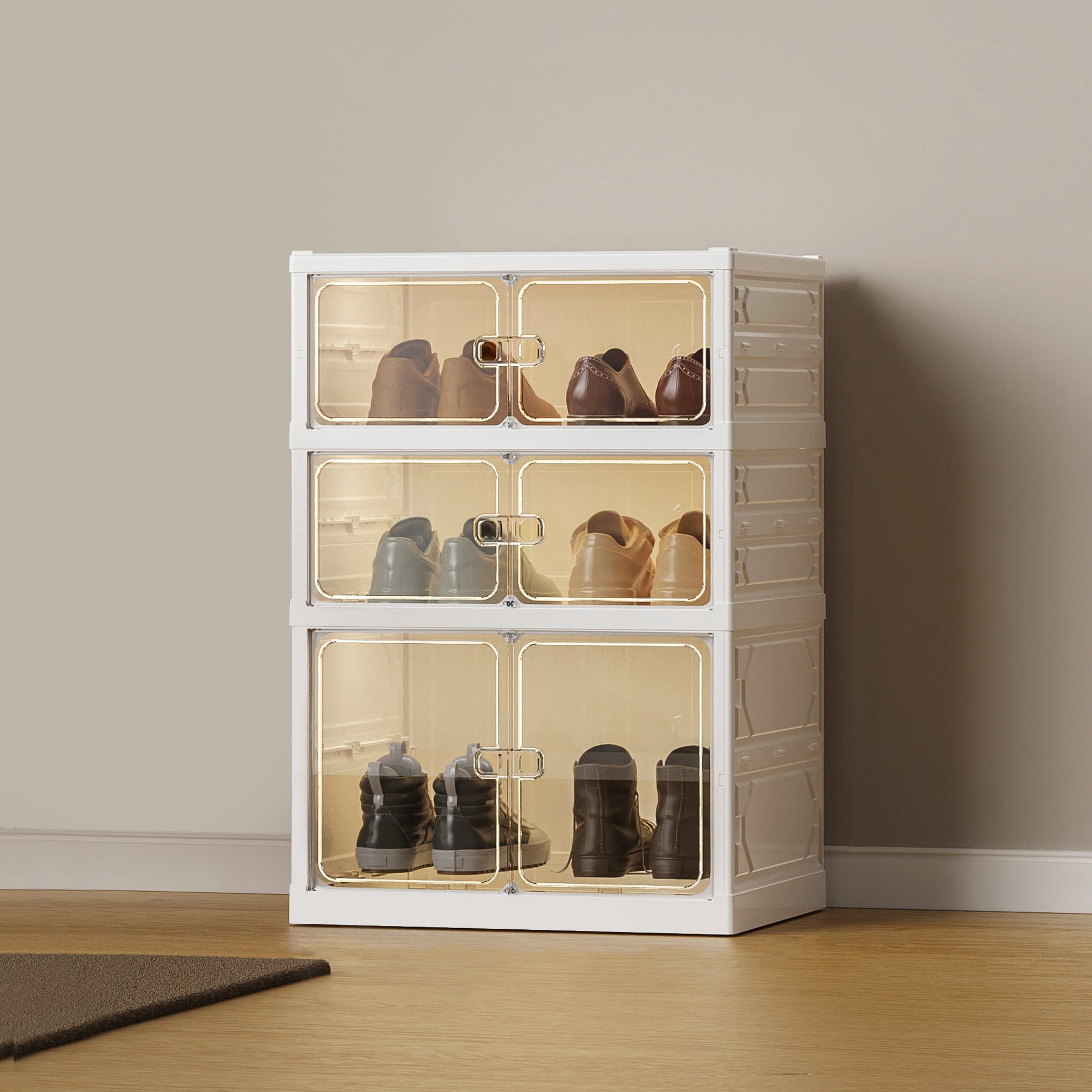 ALOXE Foldable Shoe Box with Transparent Front Door