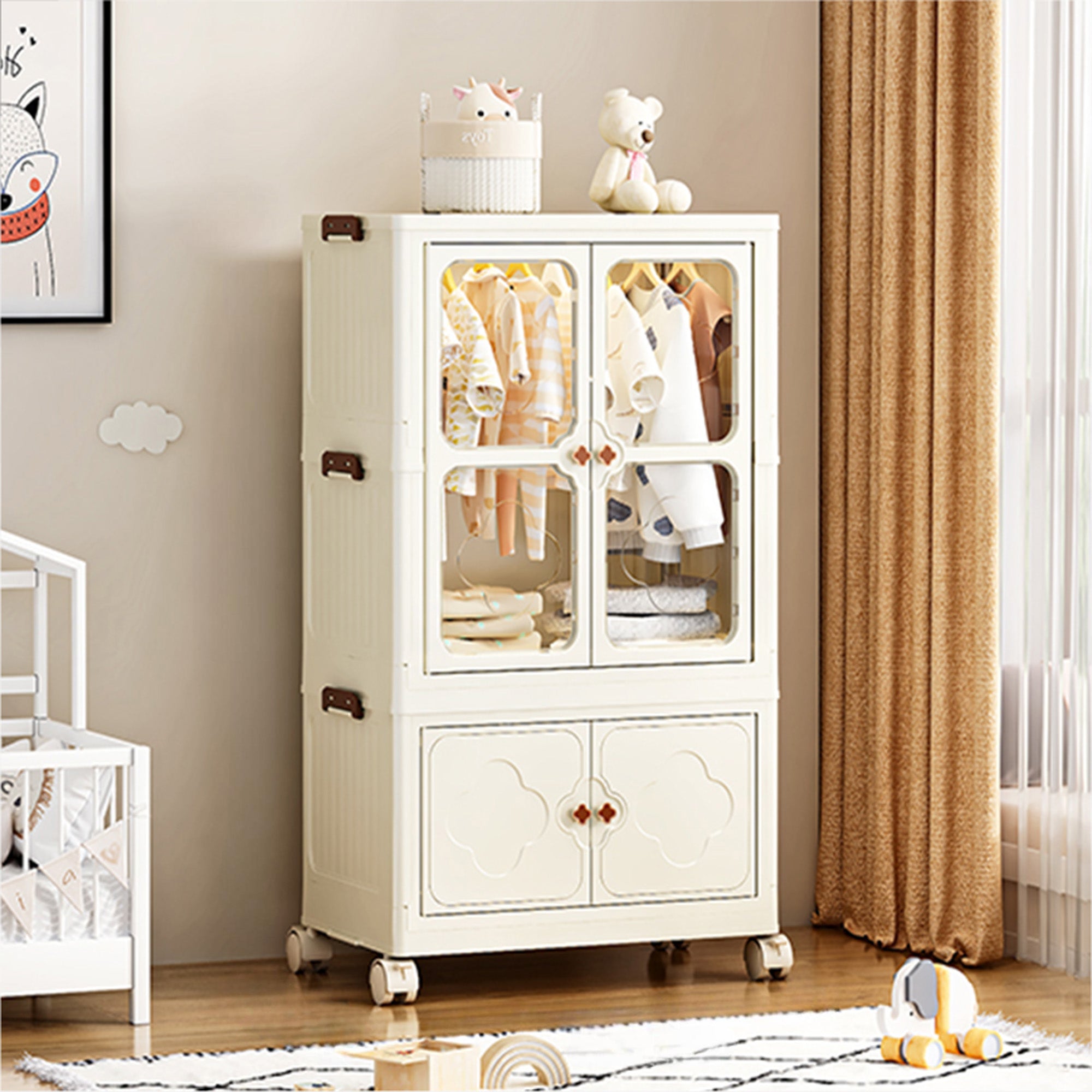 ALOXE Stackable Storage Box and Organizer with Transparent Doors