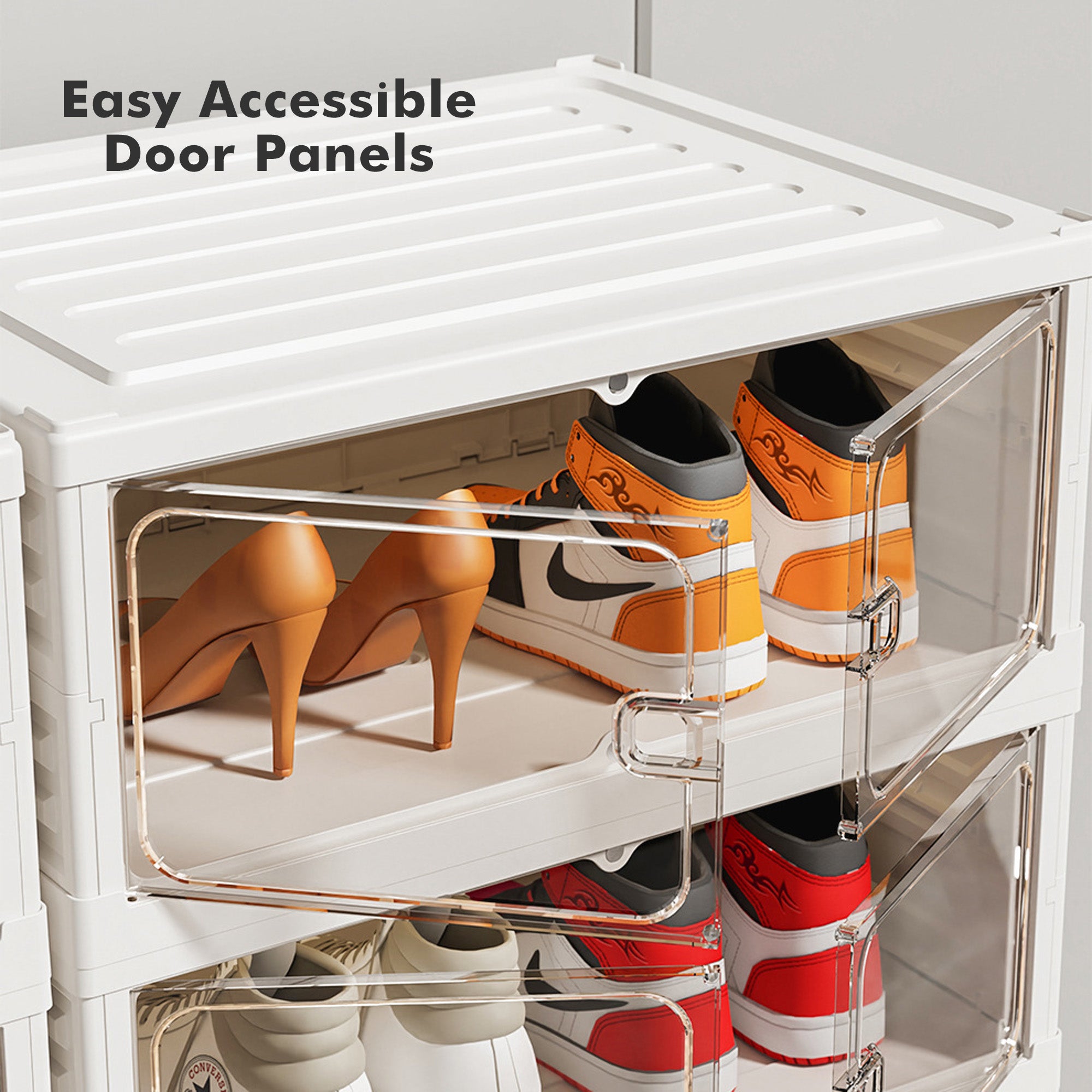 ALOXE Foldable Shoe Box with Transparent Front Door