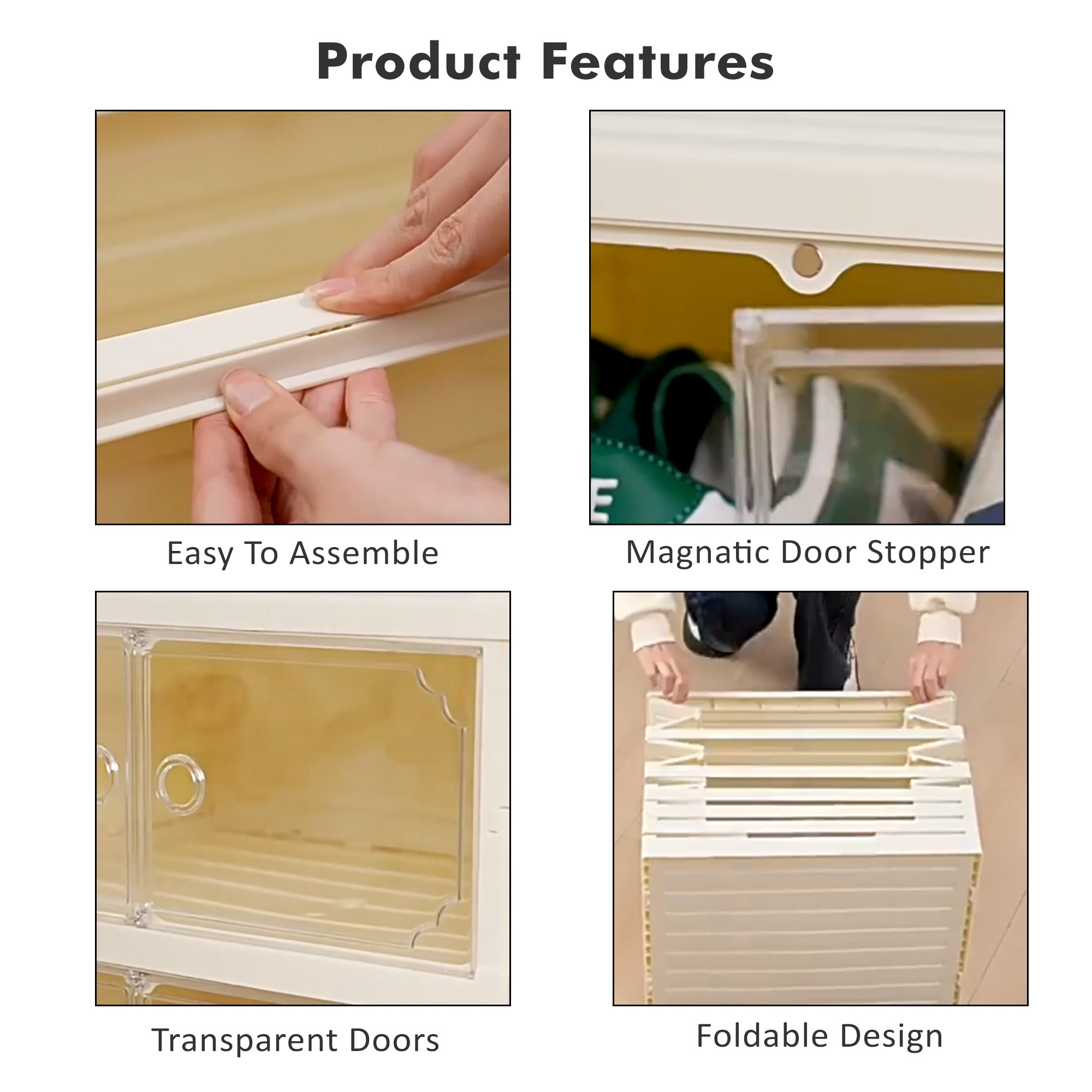 ALOXE Foldable Shoe Box with Transparent Front Door