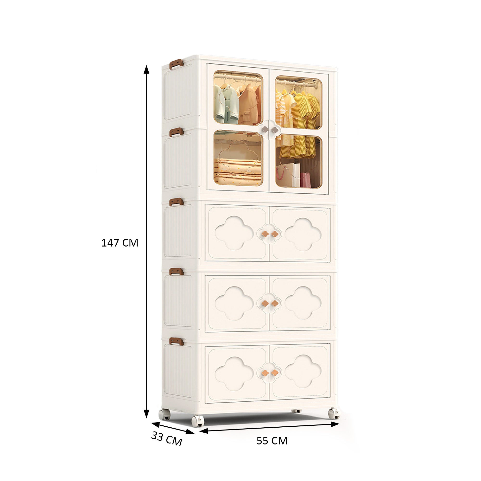 ALOXE Stackable Storage Box and Organizer with Transparent Doors