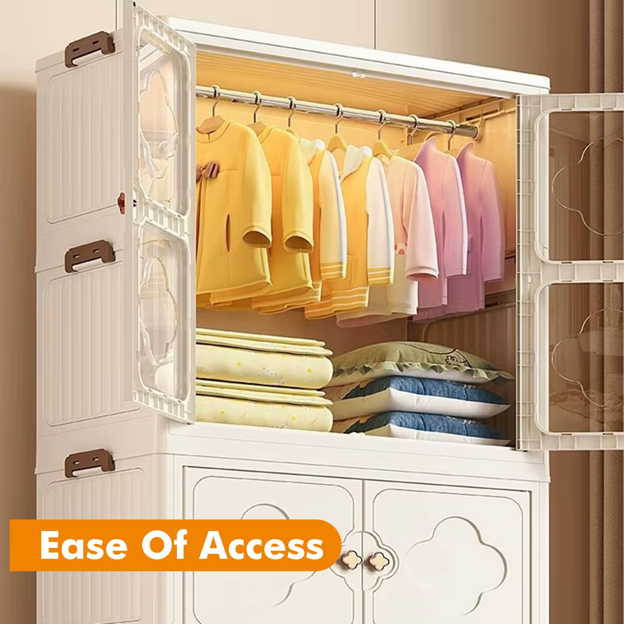 ALOXE Stackable Storage Box and Organizer with Transparent Doors
