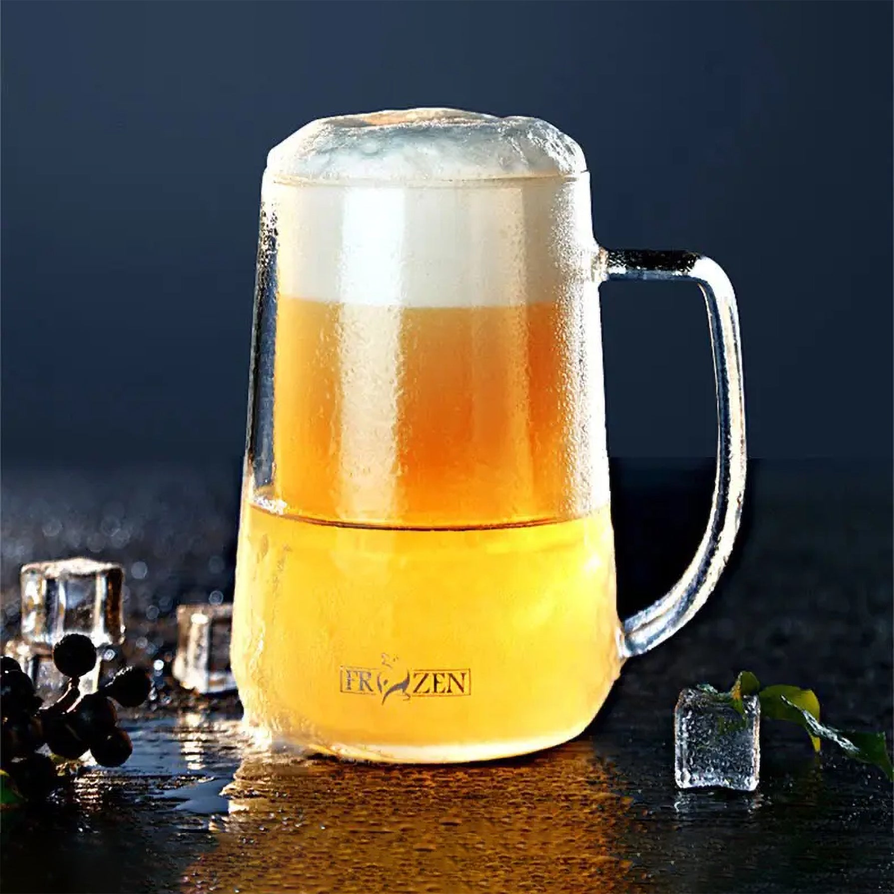 ALOXE Freezer Insulated Beer Mug | Double Wall Borosilicate Glass With Liquid Coolent