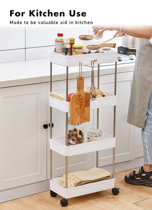 ALOXE 4-Layer Kitchen Trolley: Efficient Kitchen & Bathroom Organizer with Swivel Wheels