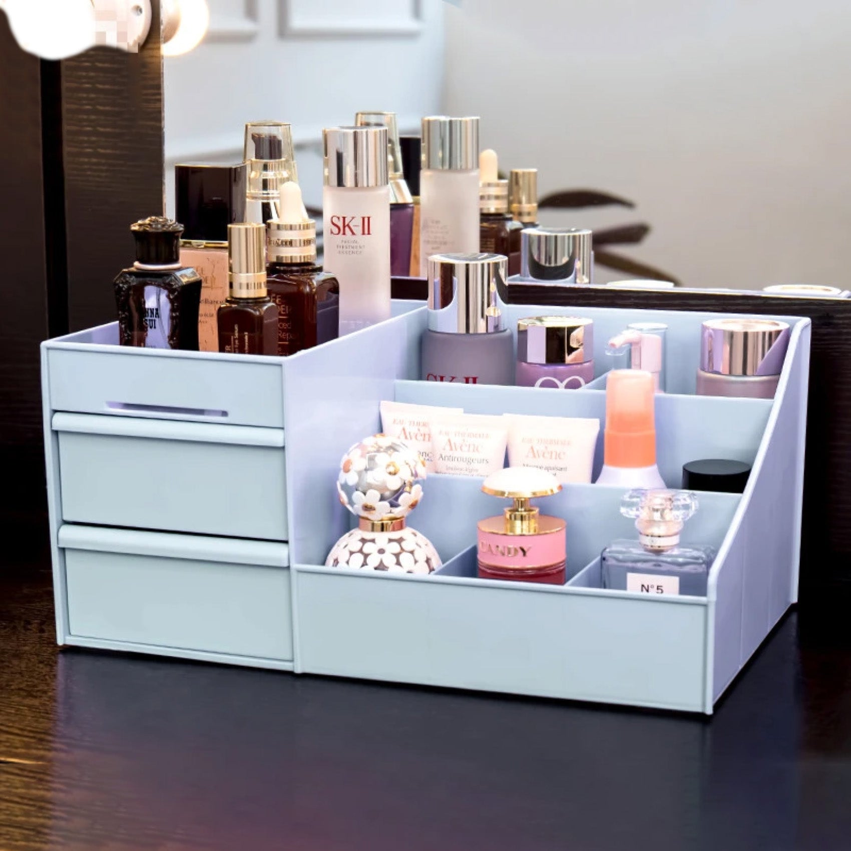 ALOXE Cosmetic and Makeup Organizer Box: Plastic Storage Stationery Box for Efficient Organization